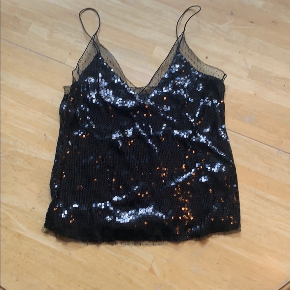 Free People Black Sequined Tank Top